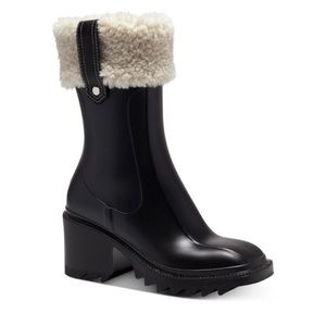 INC International Concepts Womens Eddie Lug-Sole Rain Boots, BLACK, Size 8